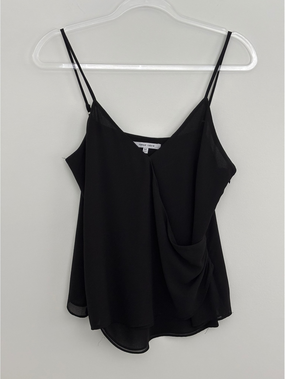 Naked Zebra black faux wrap cami size M